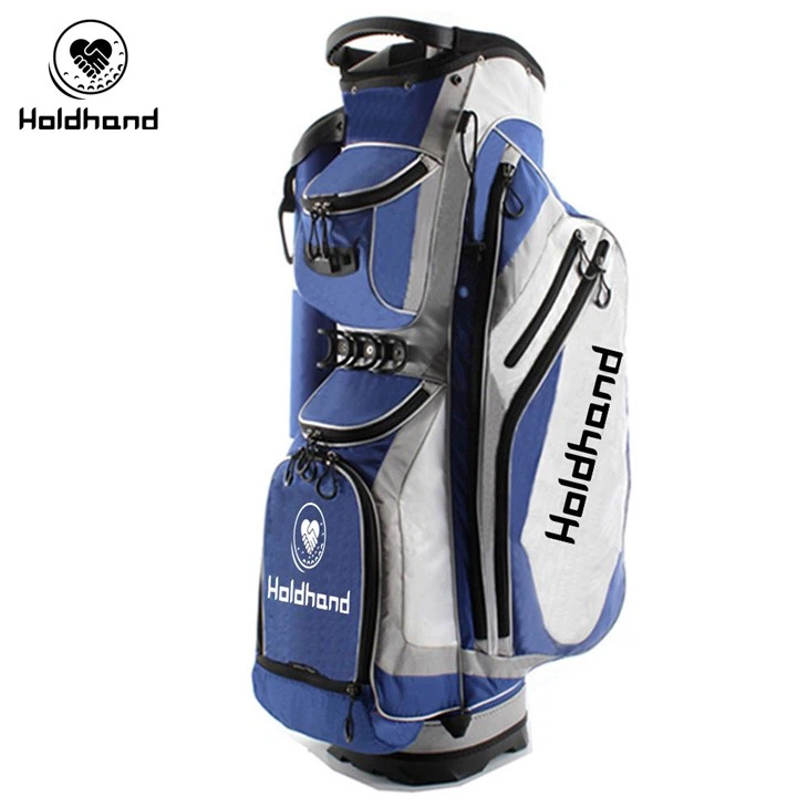 Modern Golf Cart Bag Featuring 15-track Club Organization, Isolated Putter Storage, Multi-pocket Layout (7 Compartments), Chilled Drink Pocket, Adjustable Crossbody Strap, And Retractable Weather Hood - Unisex Travel Design.