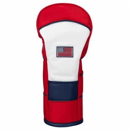 Golf persónulega PU leður námskeið USA mynstur bílstjóri Fairway Hybrid Wood Club Head Cover